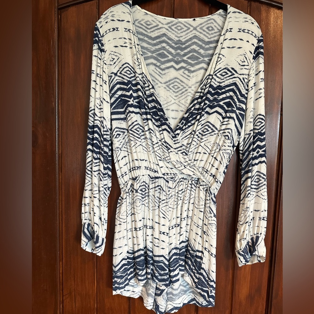 Blue Life low V Romper